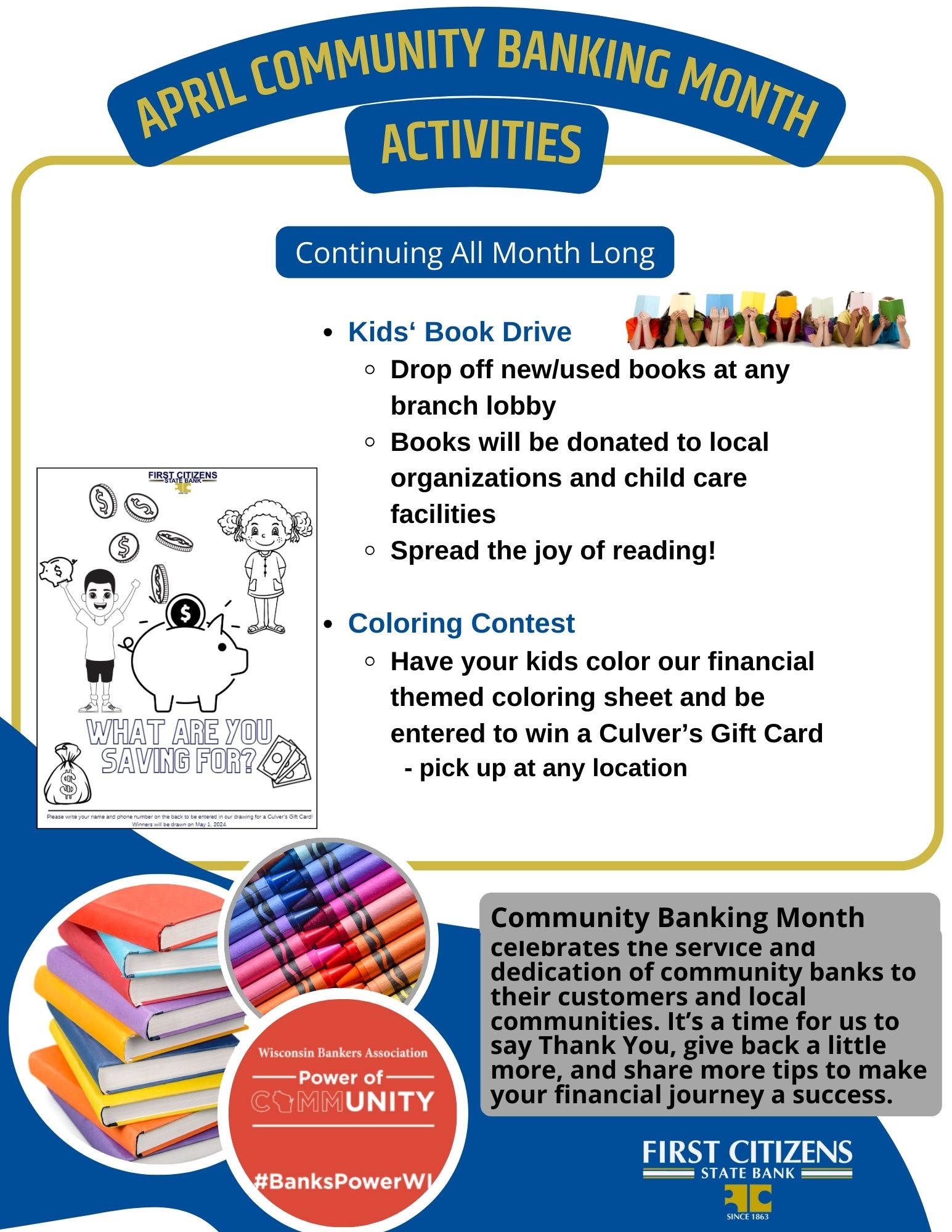 Community Banking Month_Book Drive & Color contest