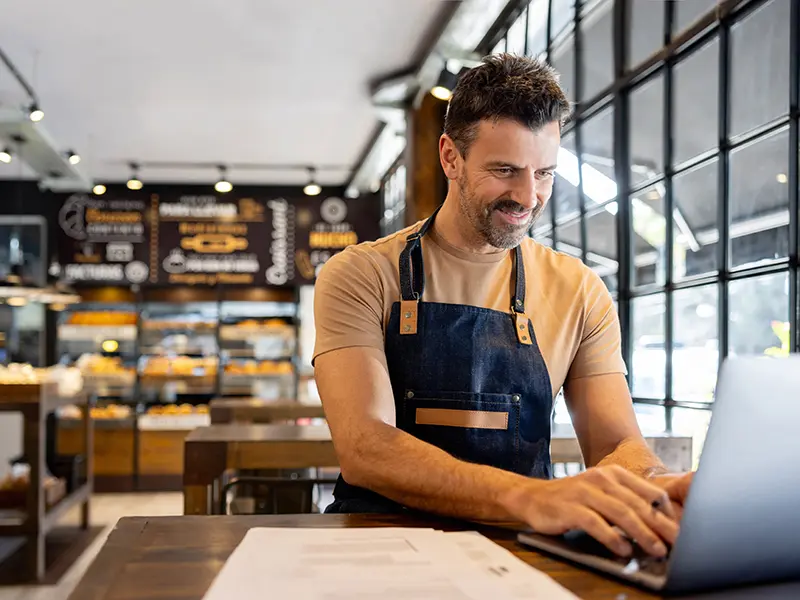 business owner on laptop